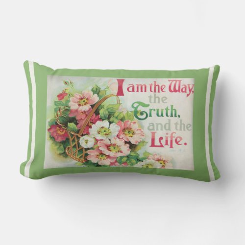 Scripture Bible Verse Floral Flower Basket Lumbar Pillow