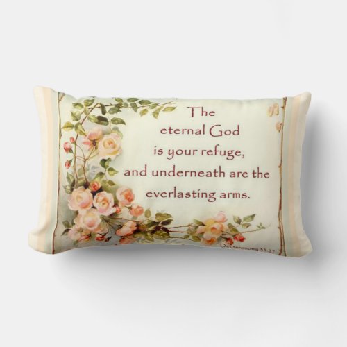 Scripture Bible Verse Floral  Roses Lumbar Pillow