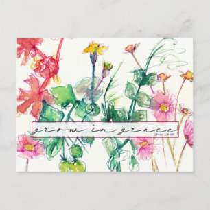 Scripture Bible Verse Grow in Grace Flowers Postcard