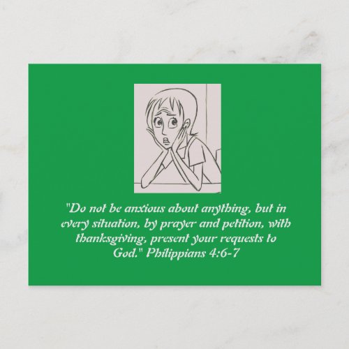 Scripture Bible verse Philippians 46_7 green Postcard