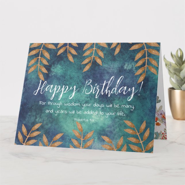 Scripture Birthday Greeting Card Folded Proverbs  (Small Plant)
