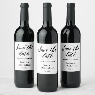 Scripture Black and White Save the date Wine Label