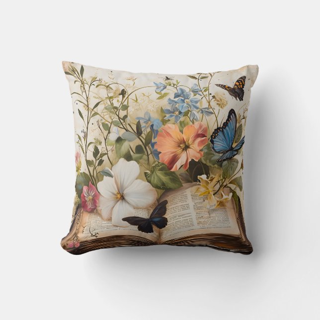 Scripture Blooms Serene Wings  Throw Pillow (Front)