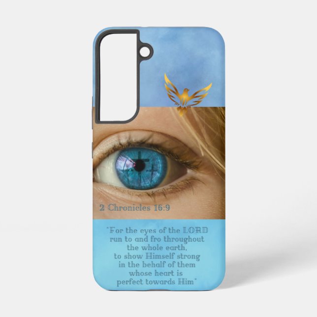 Scripture Blue Sky Calvary Crosses Gold Dove Samsung Galaxy Case (Back)