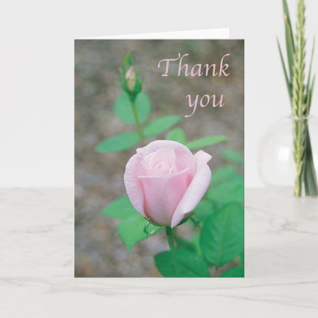 Scripture card - Thank You with light pink rose (Front)