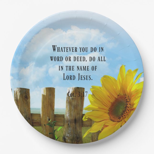 Scripture, Colossians 3:17 Paper Plates (Front)