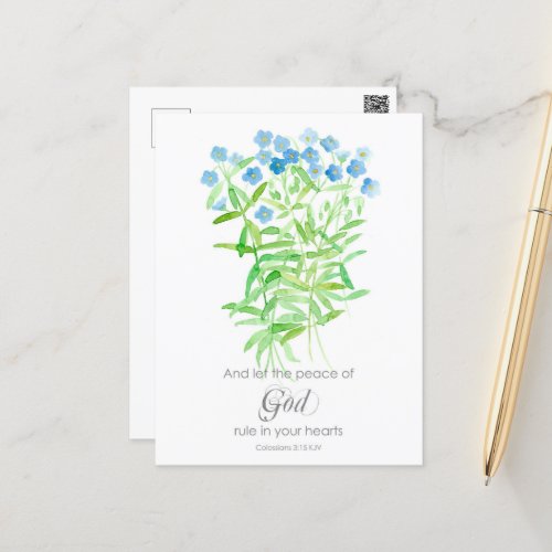 Scripture Colossians Prayer Card Blue Wildflowers