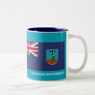 Scripture Customized MONTSERRAT FLAG MAP  Blue Two-Tone Coffee Mug