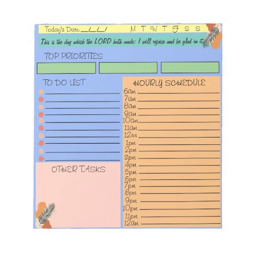 Scripture Daily Task Notepad This Is The Day Blue