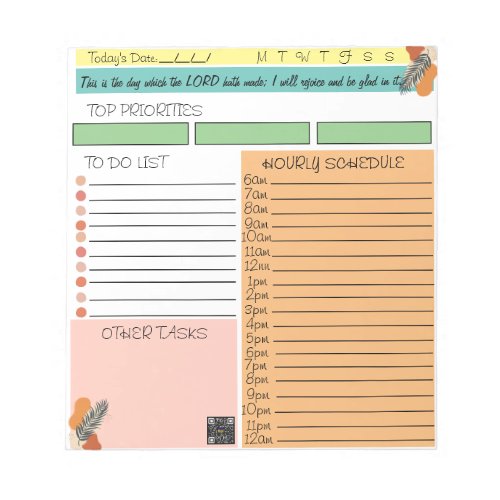 Scripture Daily Task Notepad This Is The Day White