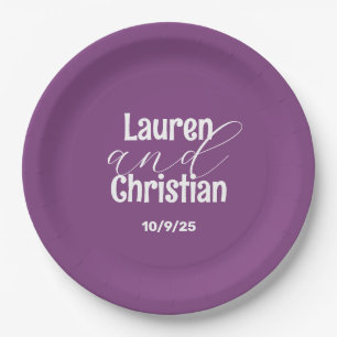 Scripture  Dark Purple Wedding Favor Tags Paper Plates