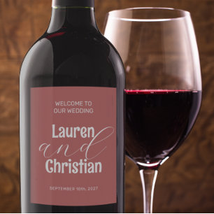 Scripture Dusty Red Wedding Wine Label