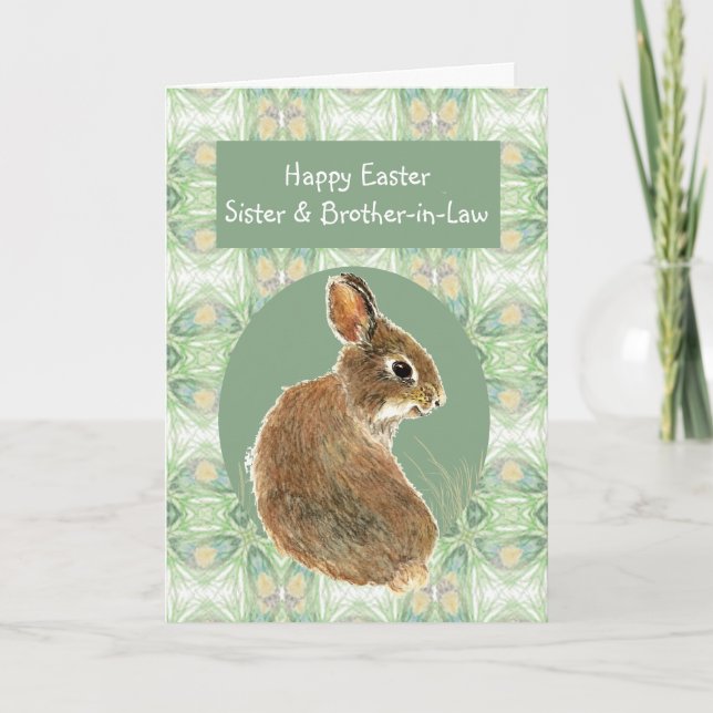 Scripture Easter Sister Brother-in-law Cute Rabbit Holiday Card (Front)