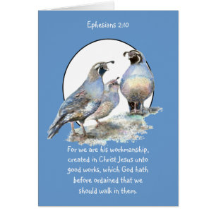 Scripture Ephesians 2:10 with California Quail Cards