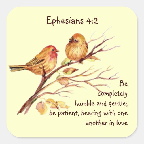 Scripture Ephesians 42 Love Humility Birds Square Sticker