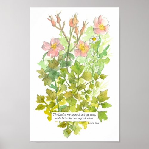 Scripture Exodus 152 Bible Verse Primrose Flowers Poster