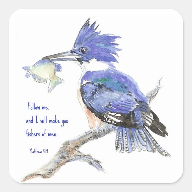 Scripture, Fishers of Men, Inspirational, Matthew Square Sticker (Front)