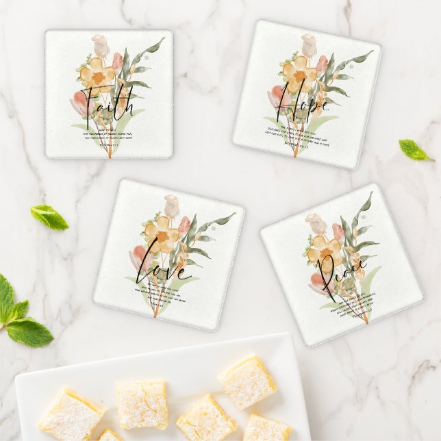 Scripture floral coaster set (In Situ)