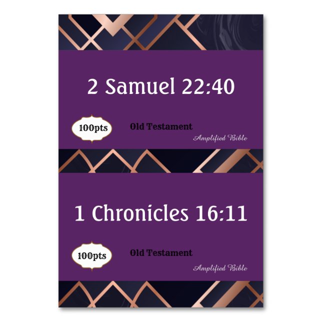 Scripture for Game Table Number (Back)