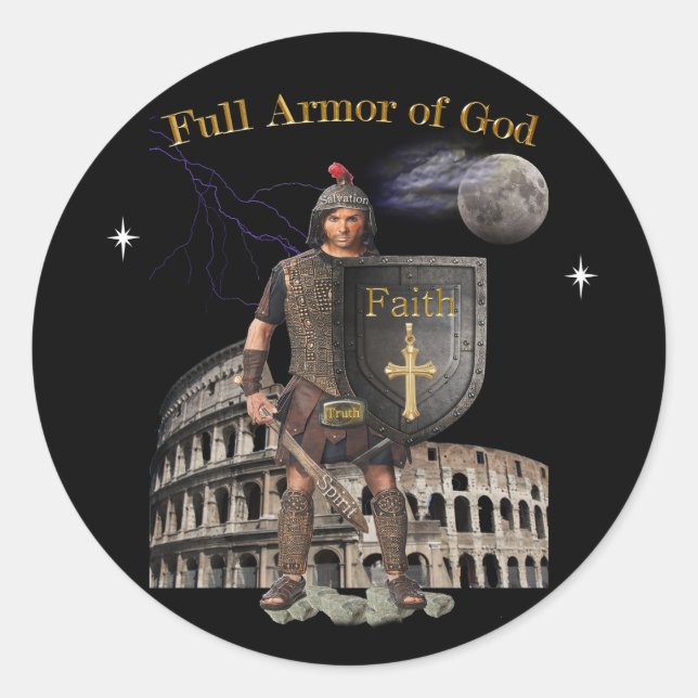 Scripture Full Armor of GOD Classic Round Sticker (Front)