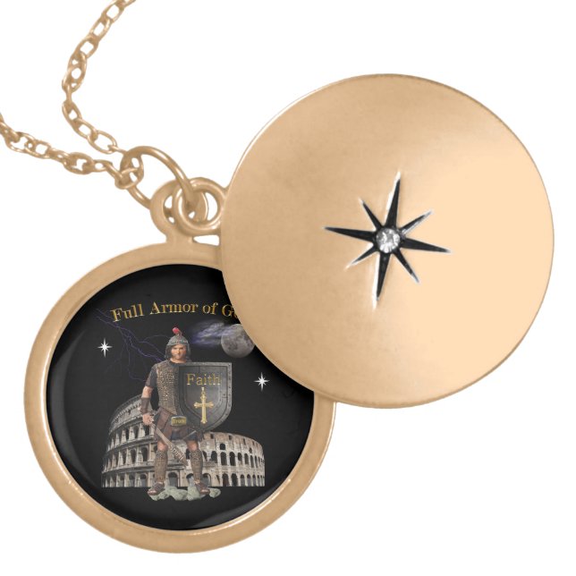 Scripture Full Armor of GOD Gold Plated Necklace (Front)