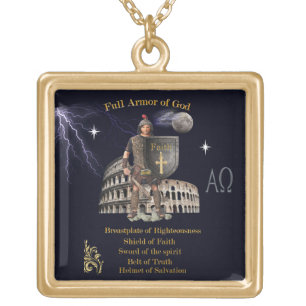 Scripture Full Armor of GOD Gold Plated Necklace