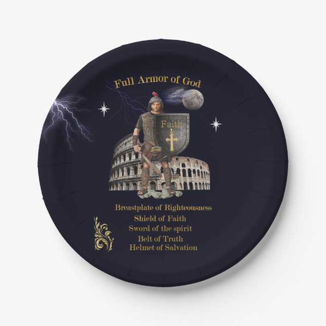 Scripture Full Armor of GOD Paper Plates (Front)
