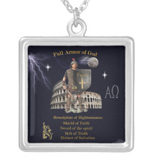 Scripture Full Armor of GOD Silver Plated Necklace