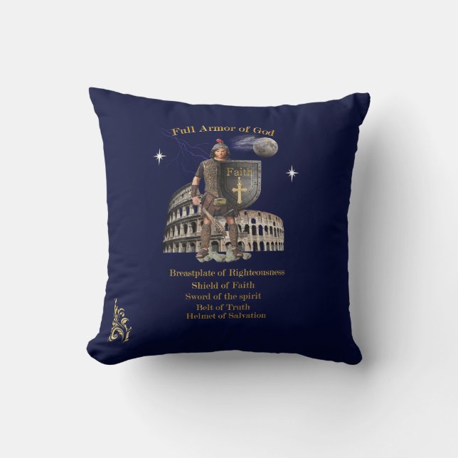 Scripture Full Armor of GOD Throw Pillow (Front)