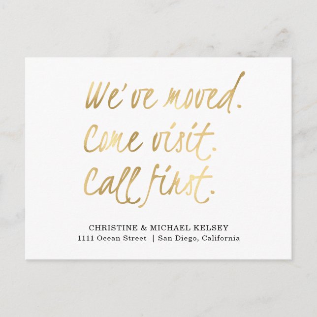 Scripture Gold New Home Address Moving   Announcement Postcard (Front)