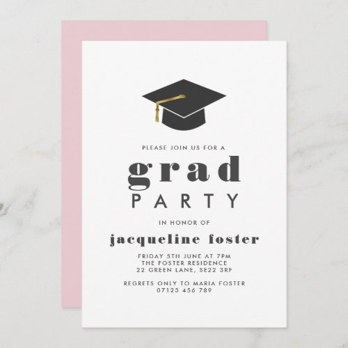 Scripture Grad Cap  Typography Graduation Invitation