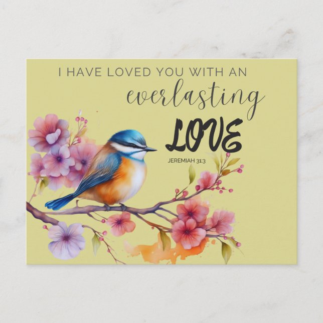 Scripture Greeting Post Card Everlasting Love (Front)
