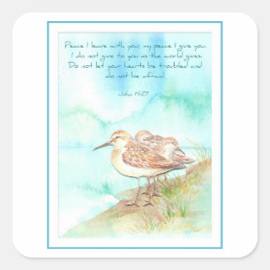 Scripture, Inspiration, John 14:27, Beach Bird Square Sticker