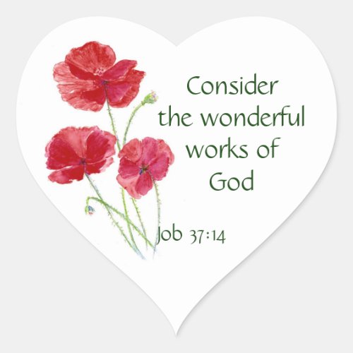 Scripture Inspirational Quote Flower Poppy Heart Sticker
