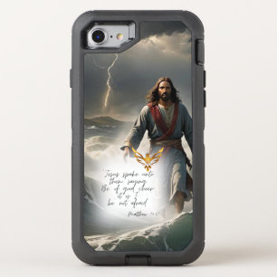 Scripture Jesus in Storm Gold Dove New Testament OtterBox Defender iPhone SE/8/7 Case