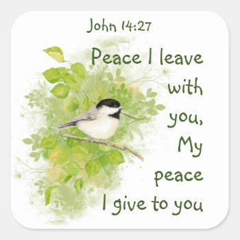 Scripture John 14:27 My Peace I Leave With You Square Sticker by christianitee at Zazzle
