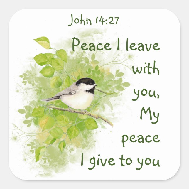 Scripture John 14:27 My Peace I leave with You Square Sticker (Front)