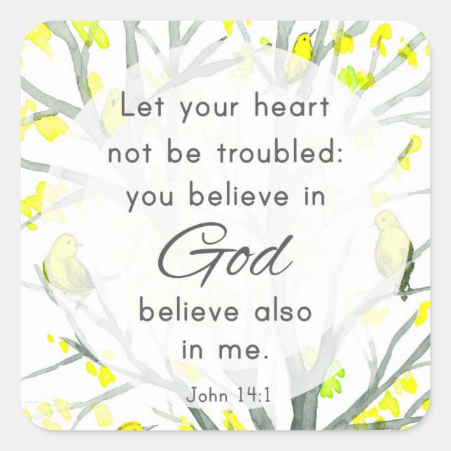 Scripture John 14 Bible Verse Birds Religious Square Sticker (Front)