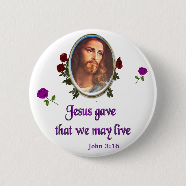 Scripture John 3:16 Button (Front)