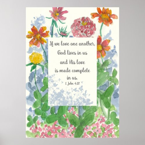 Scripture John 412 Love One Another Religious Poster