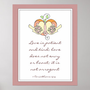 Scripture Love 1 Cor 13:4, Wedding or Shower gift Poster