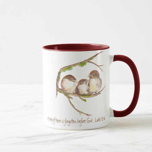 Scripture, Not one Forgotten, Cute Bird Sparrow Mug (Right)