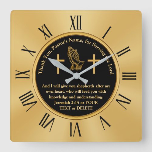 Scripture Pastor Appreciation Gifts or Christmas Square Wall Clock