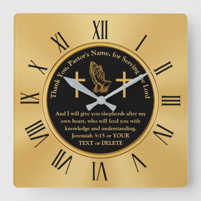 Scripture Pastor Appreciation Gifts or Christmas Square Wall Clock (Front)