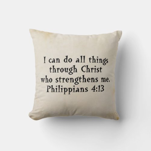 scripture philippians 413 throw pillow