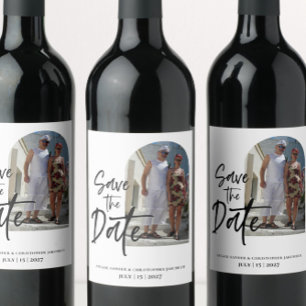 Scripture Photo Save the date Invitation Wine Label