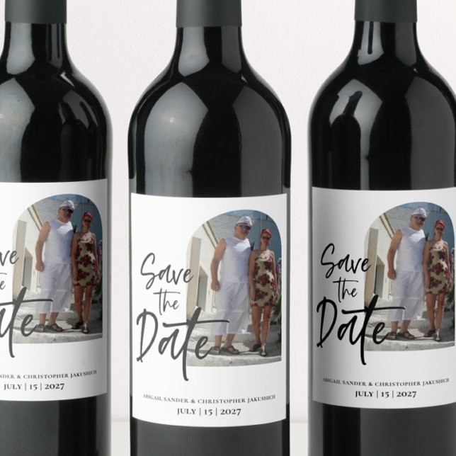 Scripture Photo Save the date Invitation Wine Label (Creator Uploaded)