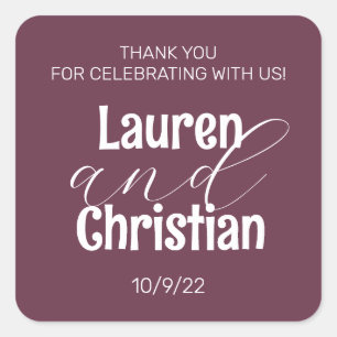 Scripture Plum Square Wedding  Sticker