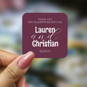 Scripture Plum Square Wedding  Sticker