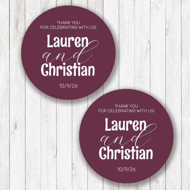 Scripture Plum Wedding Classic Round Sticker (Creator Uploaded)